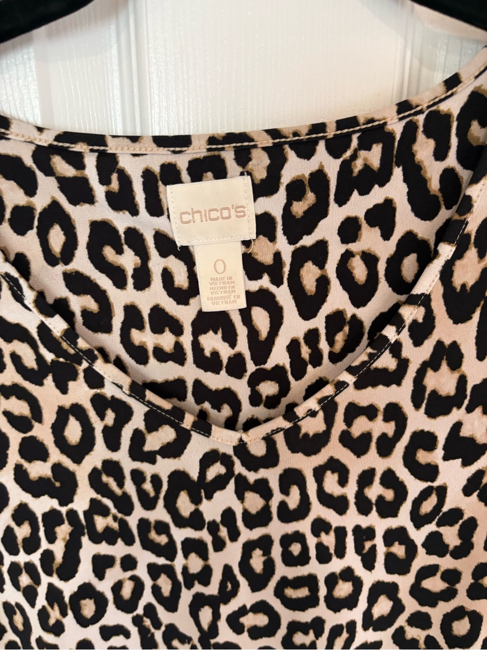 Chico's Leopard Print Scoop Neck Long Sleeve Top - Beige & Black - Picture 2 of 6